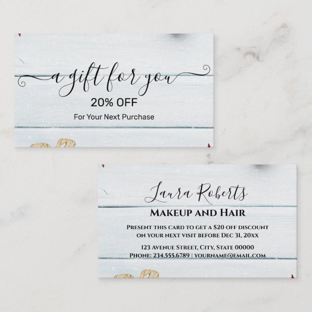 Carte De Réduction Christmas Discount Card – Festive Holiday Savings (Devant / Derrière)