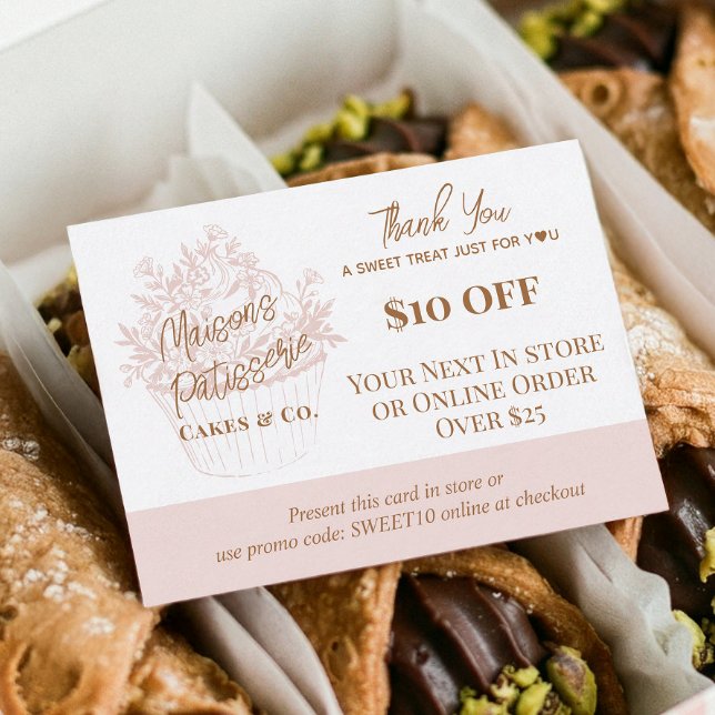 Carte De Réduction Code promo Cupcake Floral Bakerie Merci Bakery (Baker Floral Cupcake Thank You Promo Code Bakery Discount Card)