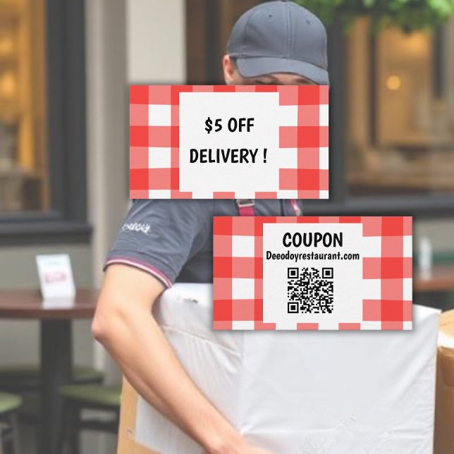 Carte De Réduction Code promo pour la livraison de Gingham (Créateur téléchargé)