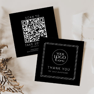 Carte De Réduction Code QR de logo noir Avery moderne Merci