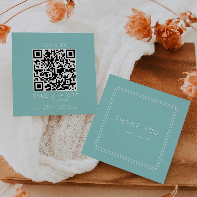 Carte De Réduction Code QR de remerciement pour entreprise Avery Mode (AVERY Modern Mint Green Business QR Code Thank You Discount Card)