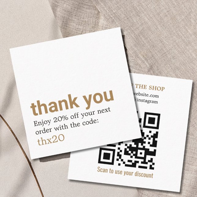 Carte De Réduction Code QR Élégant Merci en Gras (Créateur téléchargé)
