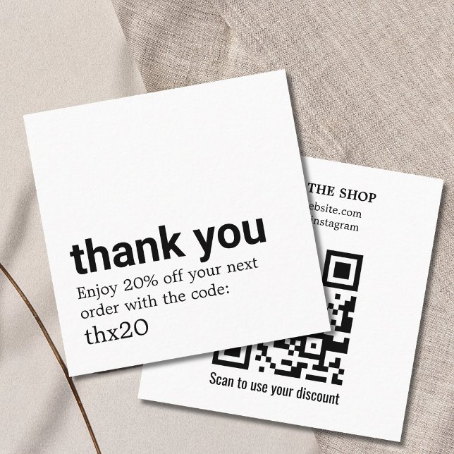 Carte De Réduction Code QR Élégant Merci Propre et Gras (Créateur téléchargé)