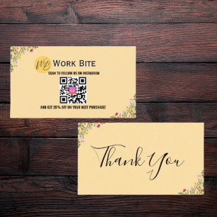 Carte De Réduction Code QR Instagram Merci Wildflower  