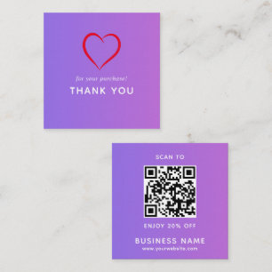 Carte De Réduction Code QR Merci pour l'entreprise Minimaliste