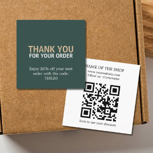 Carte De Réduction Code QR Moderne Merci pour Votre Commande 