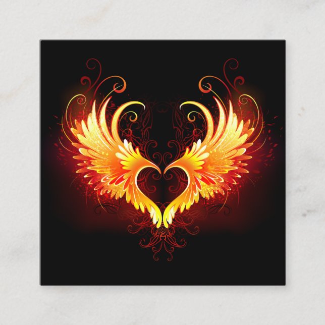 Carte De Réduction Coeur de feu ange avec ailes (Devant)