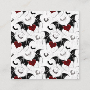 Carte De Réduction Coeur d'Halloween avec ailes de chauve-souris noir
