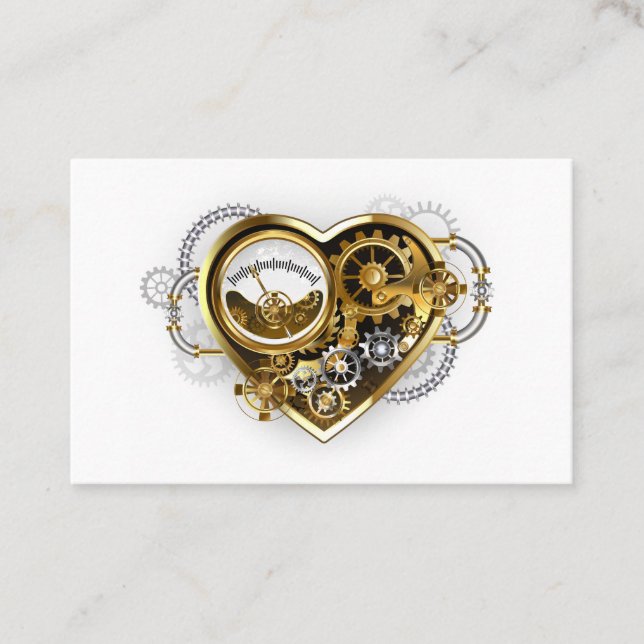 Carte De Réduction Cœur Steampunk avec un manomètre (Devant)