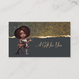 Carte De Réduction Coiffeur Afro-Américain Confettis Bordure Noir