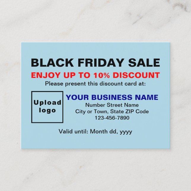 Carte De Réduction Commerce noir Vendredi Vente sur bleu clair (Devant)