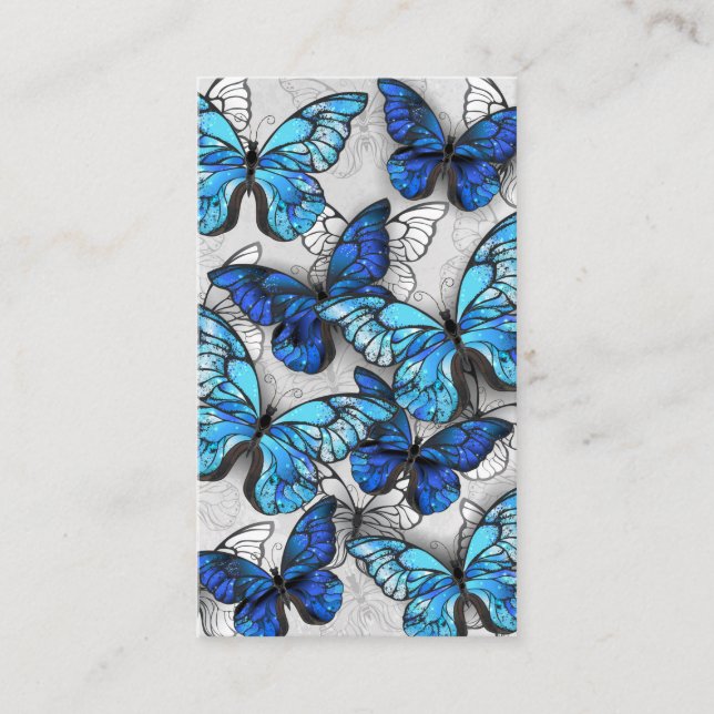 Carte De Réduction Composition de papillons blancs et bleus (Devant)