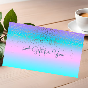 Carte De Réduction Confetti Moderne Élégant Ombré Holographique