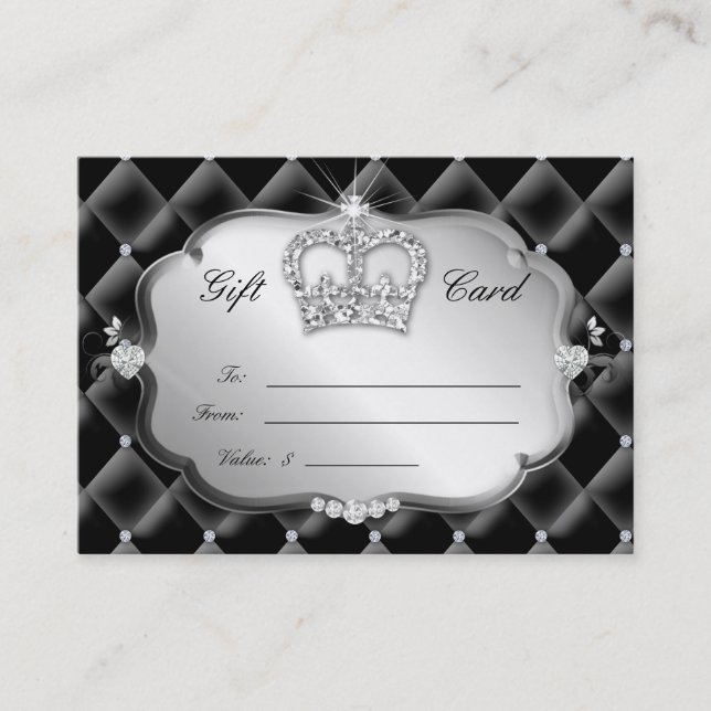 Carte De Réduction Couronne tuftée de diamant de chèque-cadeau de (Devant)