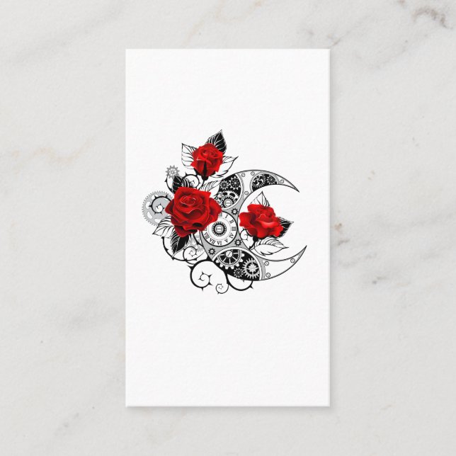 Carte De Réduction Croissant mécanique avec roses rouges (Devant)