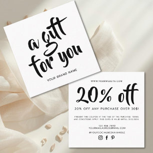 Carte de réduction de coupon de script blanc moder