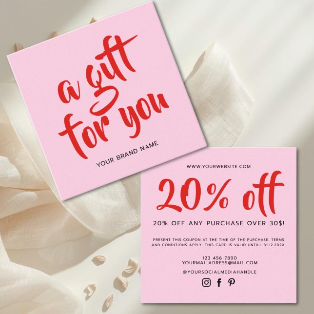Carte de réduction de coupon de script rouge moder (Créateur téléchargé)