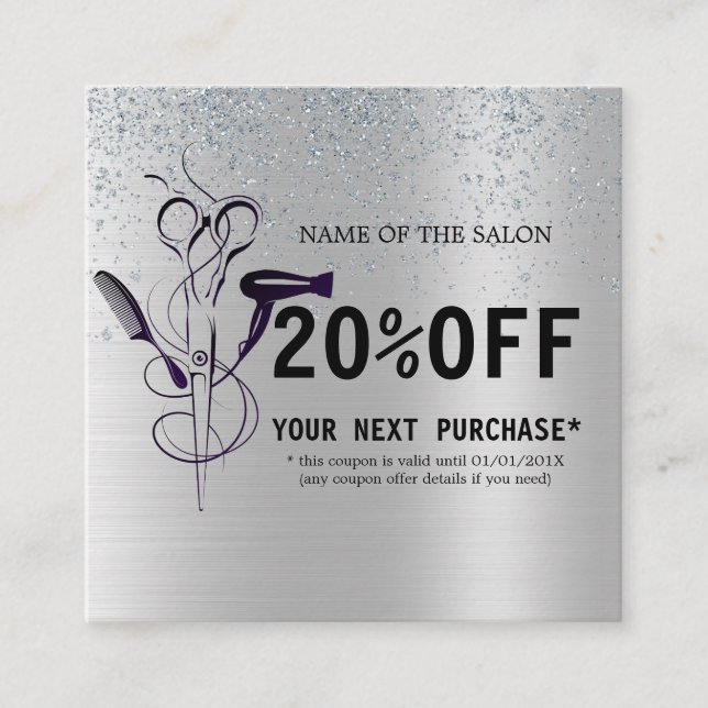 Carte de réduction du Salon de beauté Silver Glitt (Devant)