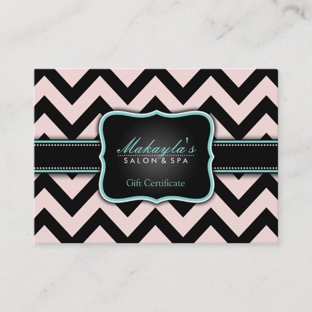 Carte De Réduction Elégant cadeau Pastel rose et noir Chevron (Devant)
