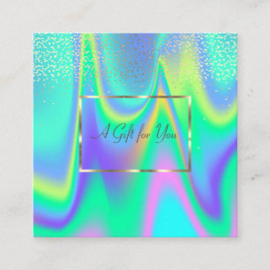 Carte De Réduction Elégant Cadre Holographique Or Moderne, Confetti