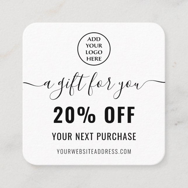 Carte De Réduction Élégant code QR Loyauté Logo d'entreprise Noir Bla (Devant)