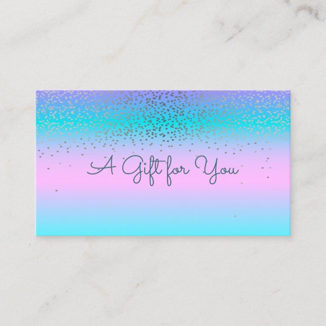 Carte De Réduction Elégant Confetti Holographic Ombre (Devant)