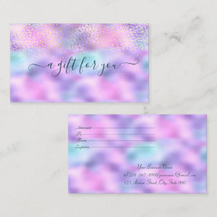 Carte De Réduction Élégant Confetti Ombre Holographique Iridescente