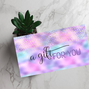 Carte De Réduction Élégant  Confettis  Holographique  Iridescent
