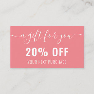 Carte De Réduction Élégant QR Code Business Promo Loyauté rose blanc