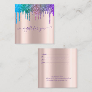Carte De Réduction Elégant Rose Gold, Rainbow Parties scintillant Dri
