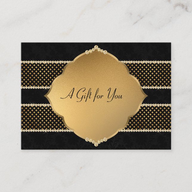Carte De Réduction Élégant Style Or,Noir, Diamants (Devant)