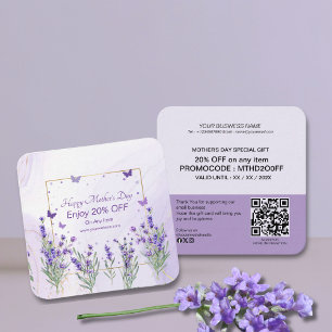 Carte De Réduction Élégante Fleur de Printemps Moderne Violet Or