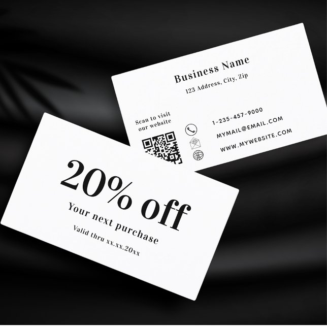 Carte De Réduction Entreprise de code qr noir blanc (Créateur téléchargé)