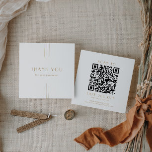 Carte De Réduction EVERLY Gold Art Deco Code QR de l'entreprise Merci