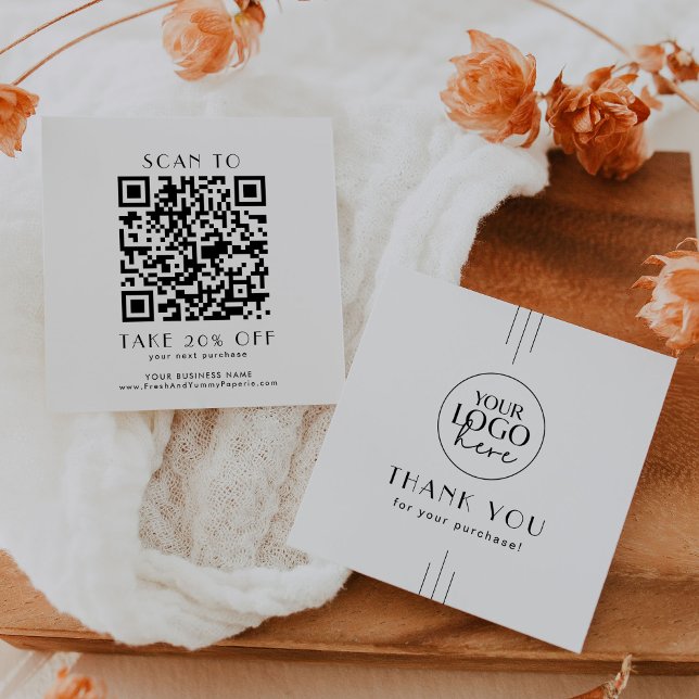 Carte De Réduction EVERLY Logo d'entreprise Art Déco Code QR Merci (EVERLY Art Deco Business Logo QR Code Thank You Discount Card)