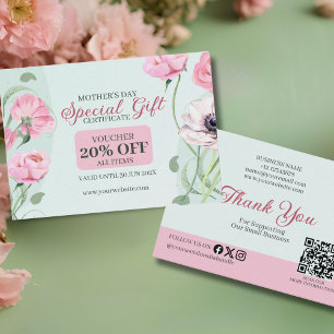 Carte De Réduction Fête des mères rose vert élégant