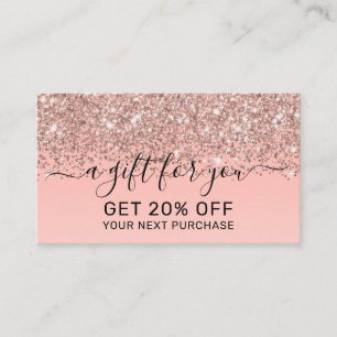 Carte De Réduction Fille Rose Gold Confetti Pink Gradient Ombre
