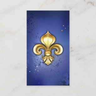 Carte De Réduction Fleur de lis dorée sur fond bleu