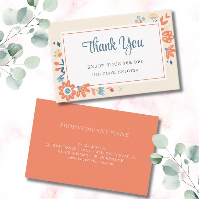 Carte De Réduction Fleurs folkloriques nordiques florales (Créateur téléchargé)