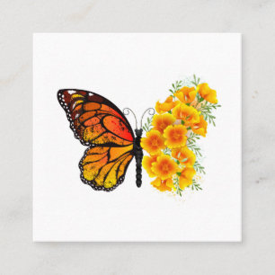 Carte De Réduction Flower Butterfly with Yellow California Poppy