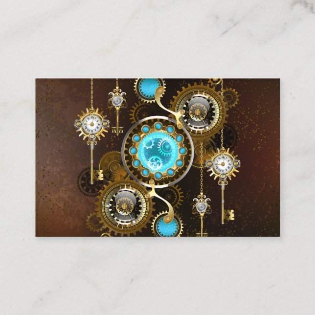 Carte De Réduction Fond rouillé Steampunk avec verres turquoise (Devant)