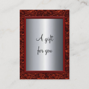 Carte De Réduction Gi rouge et argenté élégant de certificat-prime de