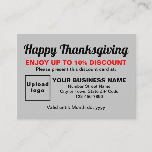 Carte de réduction Gray de Thanksgiving Business (Devant)