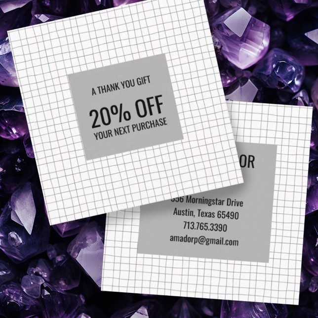 Carte De Réduction Grille de lignes de crayon artisanal minimes (Simple pencil lines grid custom business card with discount code)