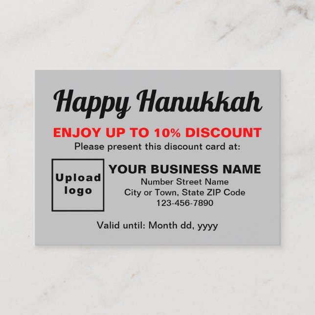 Carte de réduction grise de Hanukkah pour entrepri (Devant)