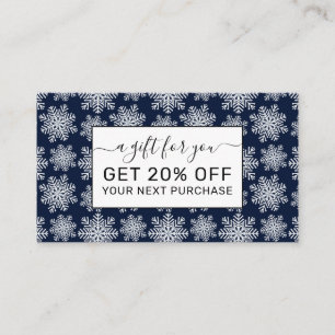 Carte De Réduction Hiver Blanc Bleu Snowflakes Wonderland Motif