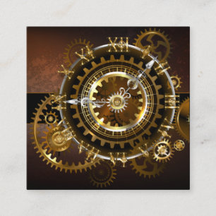 Carte De Réduction Horloge Steampunk avec des engrenages anciens