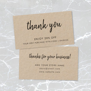 Carte De Réduction Kraft Rustique   Magasin de Merci minimaliste mode