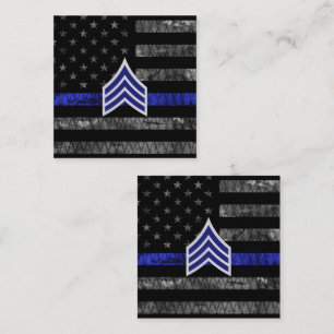 Carte De Réduction Le sergent Stripes Mince Ligne Bleue Distressed Dr