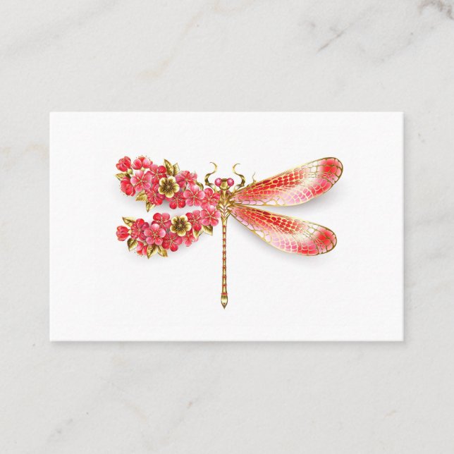 Carte De Réduction libellule de fleurs avec sakura de bijoux (Devant)